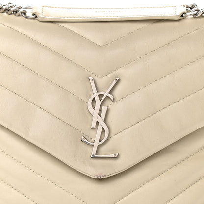 Saint Laurent Calfskin Y Quilted Monogram Medium Loulou Chain Satchel Nude Powder 8 of 14