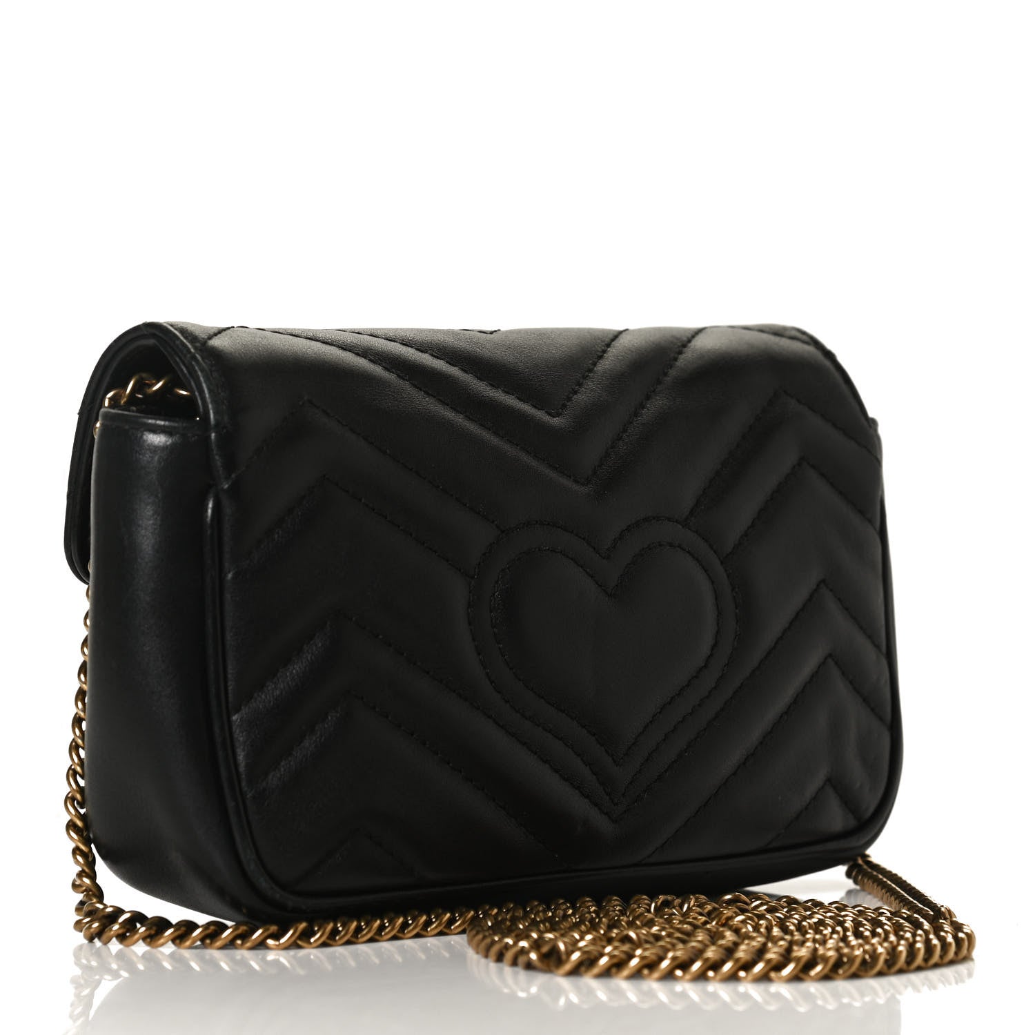 Gucci Calfskin Matelasse Super Mini GG Marmont Shoulder Bag Black 6 of 23