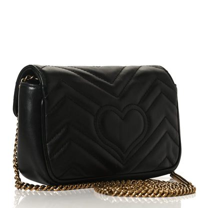 Gucci Calfskin Matelasse Super Mini GG Marmont Shoulder Bag Black 6 of 23