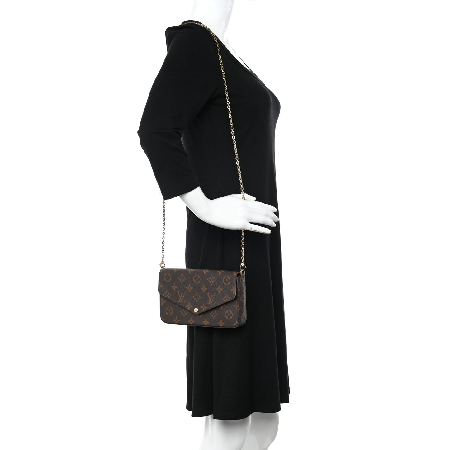 Monogram Pochette Felicie Chain Wallet Fuchsia
