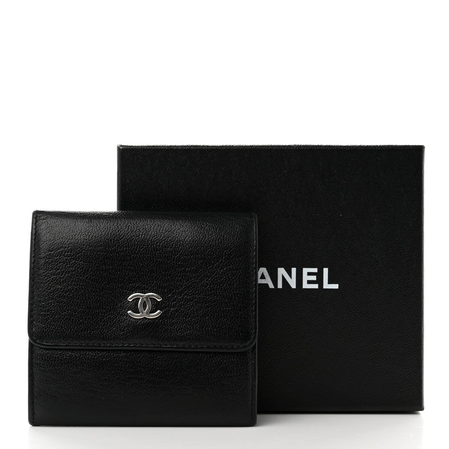 Chanel Goatskin Compact Double Sided Wallet Black 9 of 9