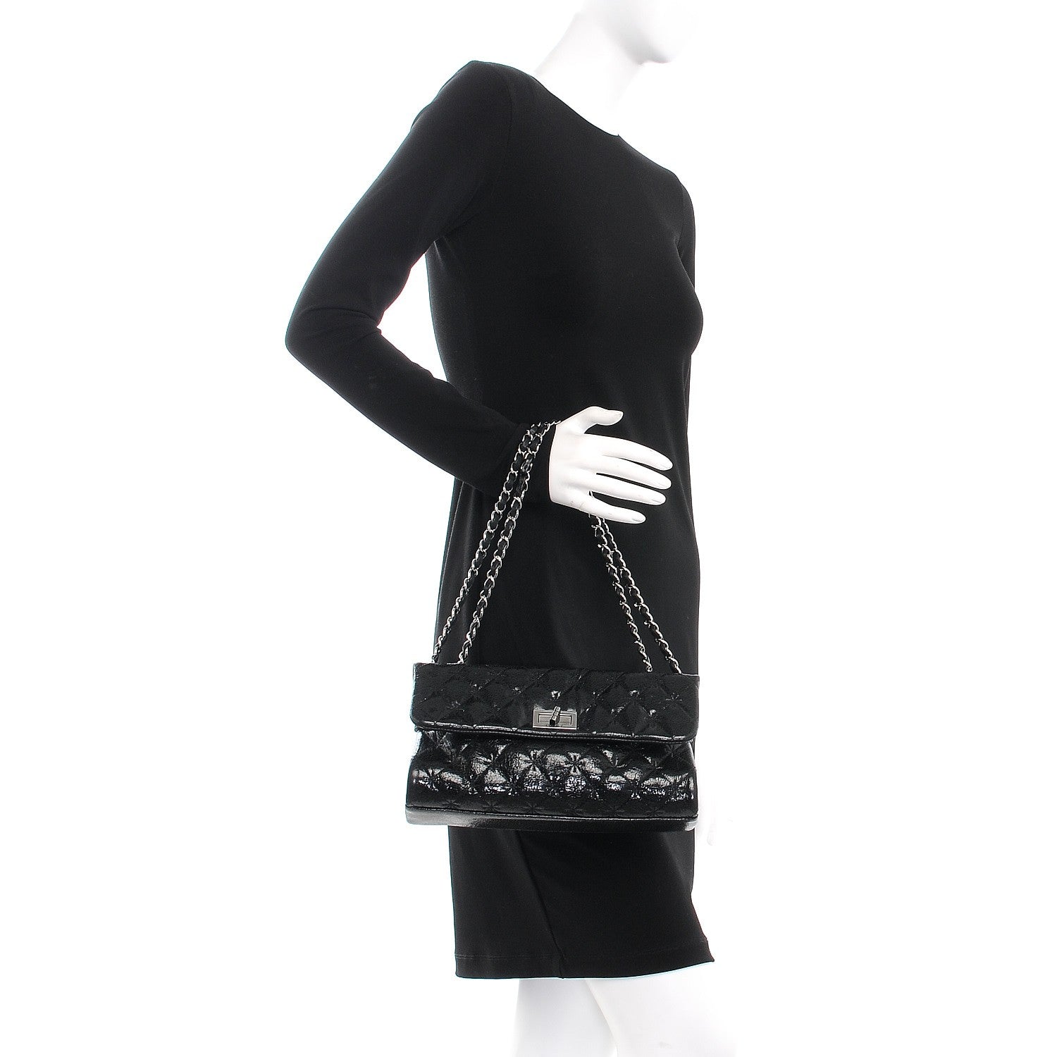 Chanel Glazed Crackled Calfskin Mademoiselle Flap Black 2 of 8