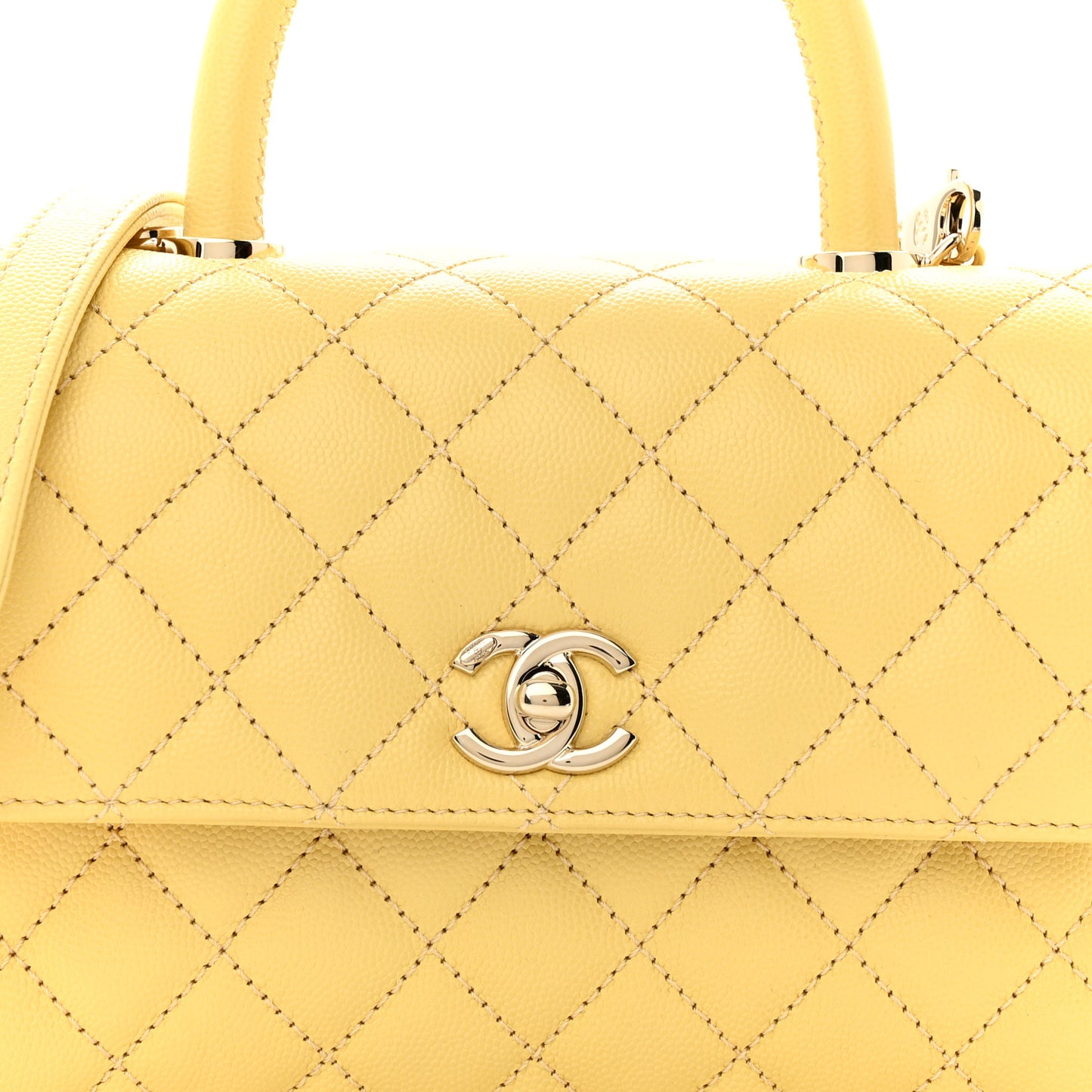 Caviar Quilted Mini Coco Handle Flap Yellow
