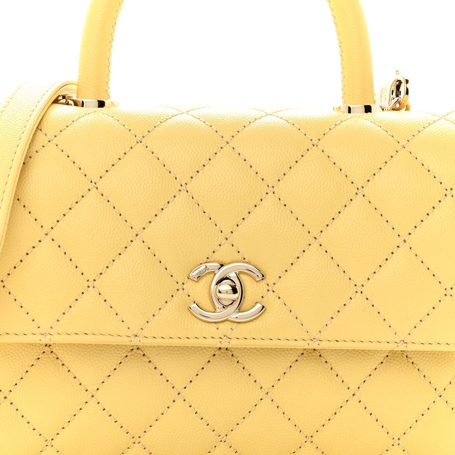 Chanel Caviar Quilted Mini Coco Handle Flap Yellow 8 of 11