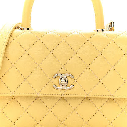 Chanel Caviar Quilted Mini Coco Handle Flap Yellow 8 of 11