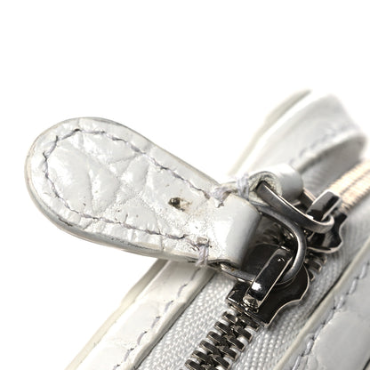 Balenciaga Shiny Calfskin Logo Crocodile Embossed Cash Phone Holder Bag White Black 13 of 13
