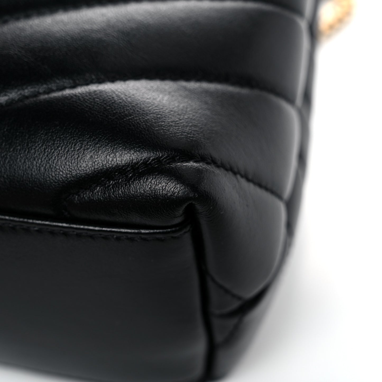 Calfskin Y Quilted Monogram Small Loulou Chain Satchel Black