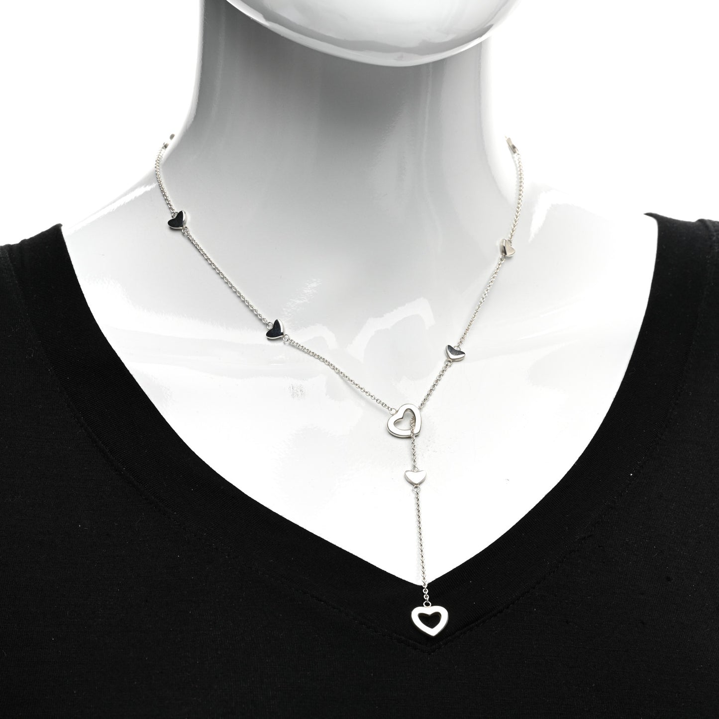 Sterling Silver Heart Lariat Necklace