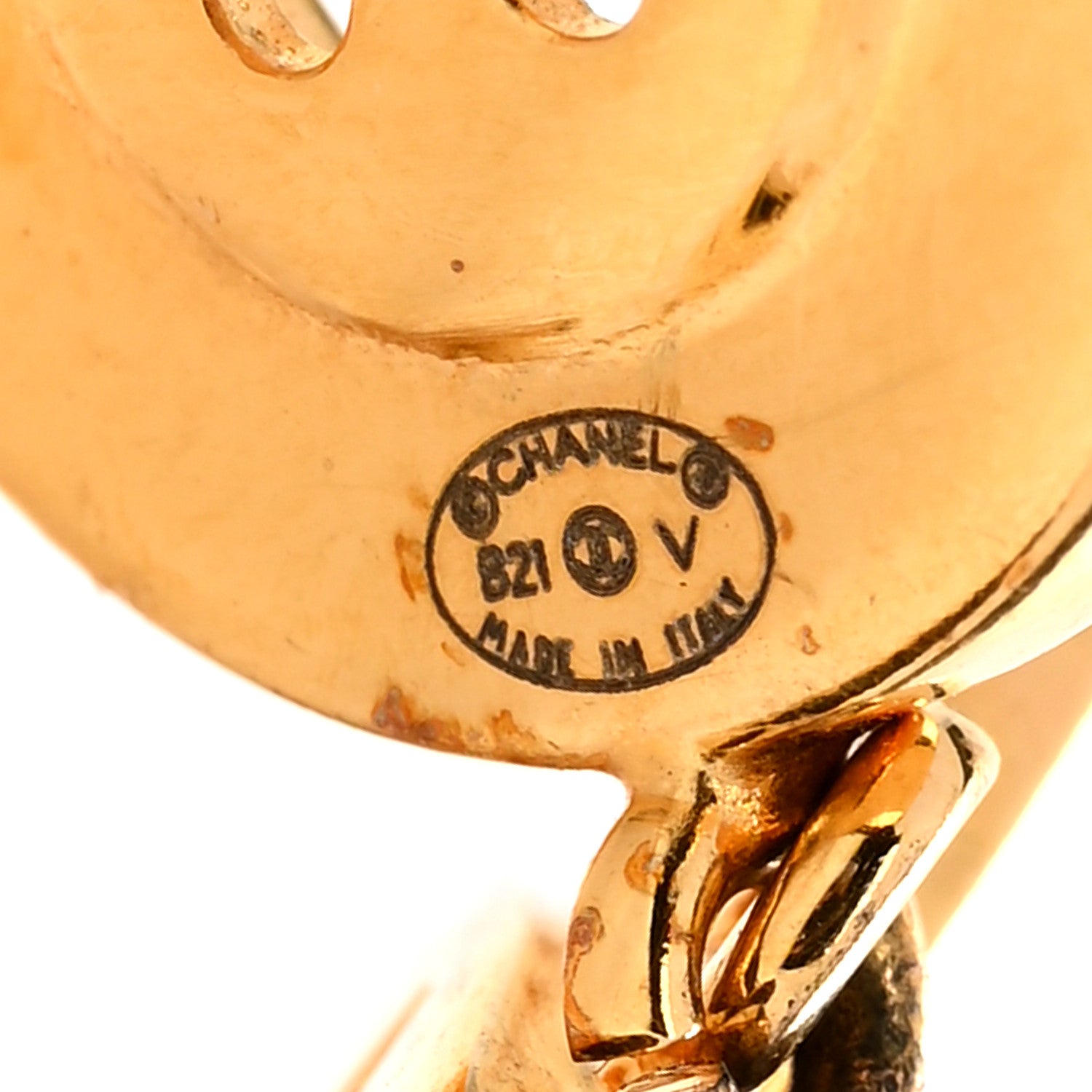 Chanel Metal Large Paris Button Earrings Gold 4 of 4