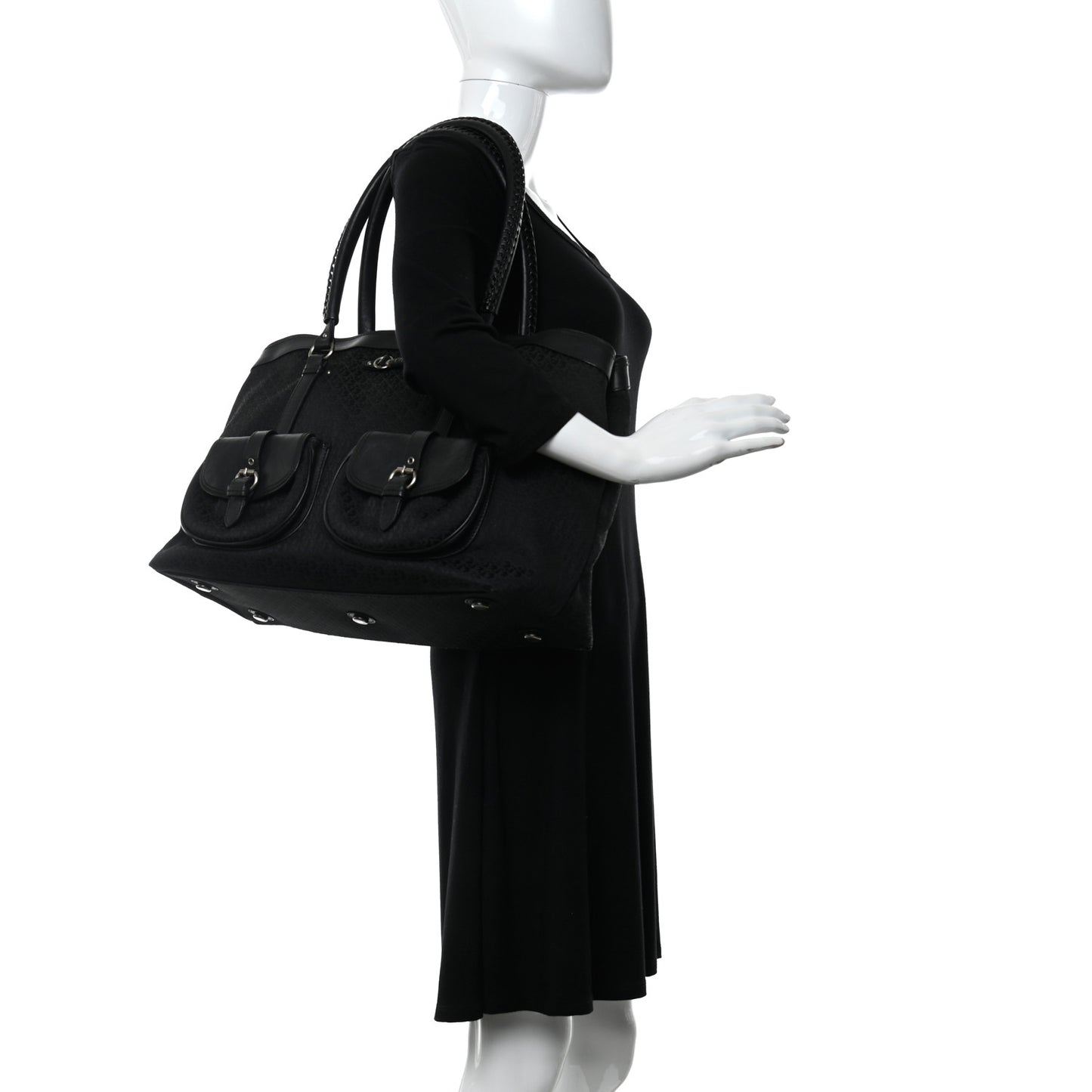 Monogram Large My Dior Frame Pocket Satchel Black