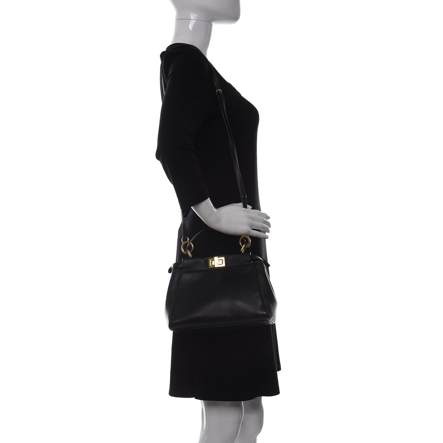 Fendi Nappa Mini Peekaboo Iconic Satchel Black 2 of 10