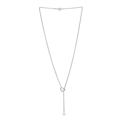 Tiffany Sterling Silver Cultured Pearl 7.5-9mm Elsa Peretti Open Heart Lariat Necklace 2 of 4