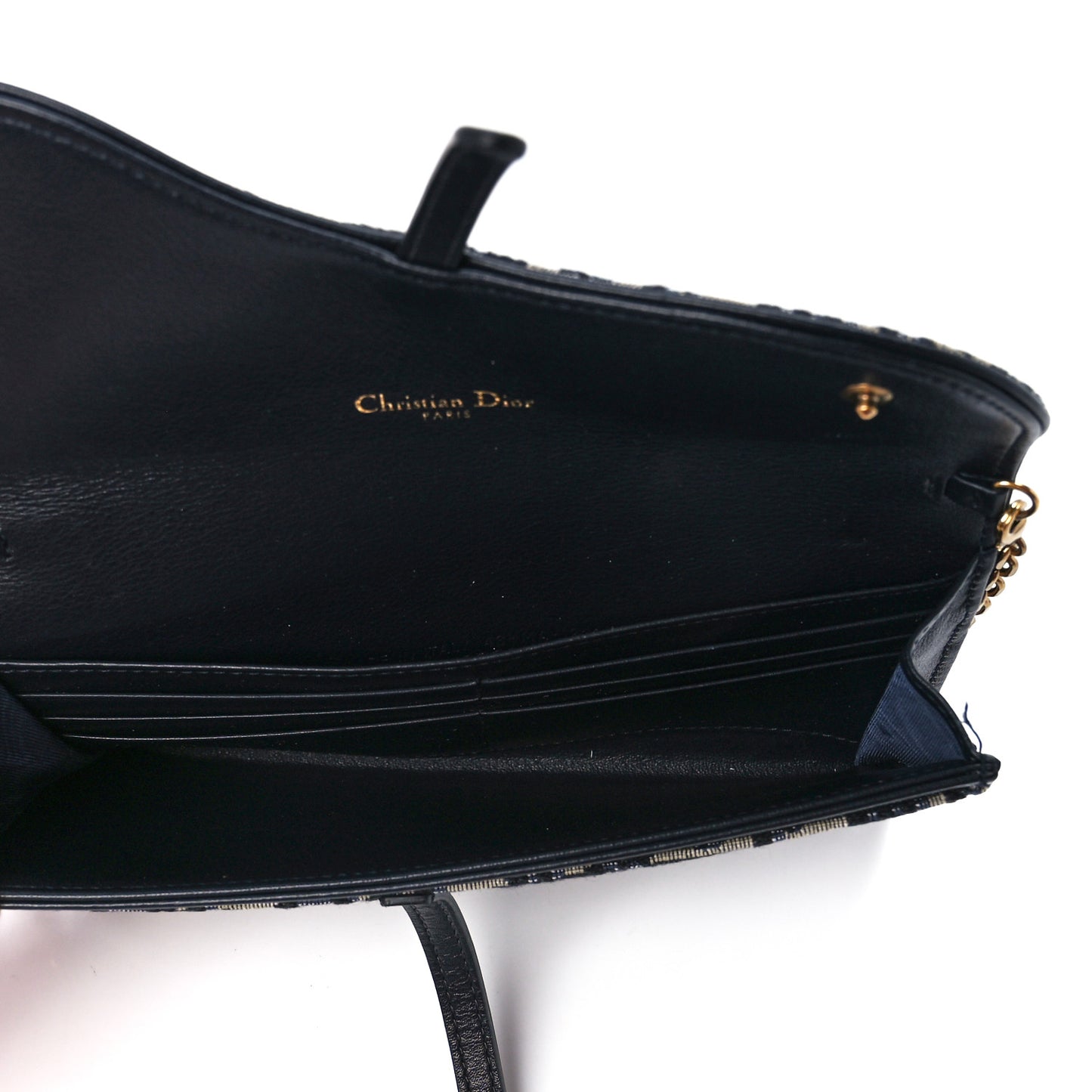 Oblique Saddle Chain Long Wallet Blue