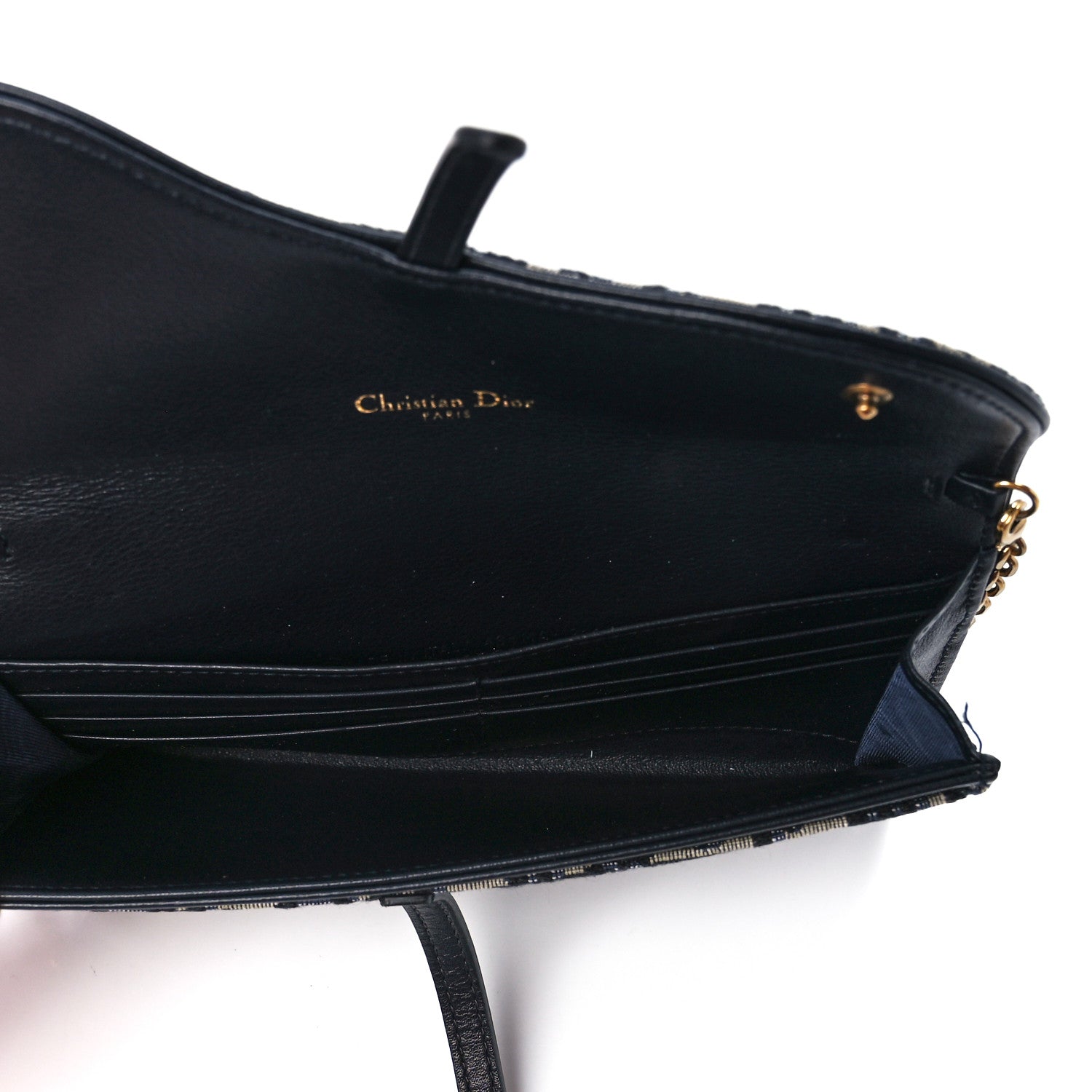 Christian Dior Oblique Saddle Chain Long Wallet Blue 5 of 13