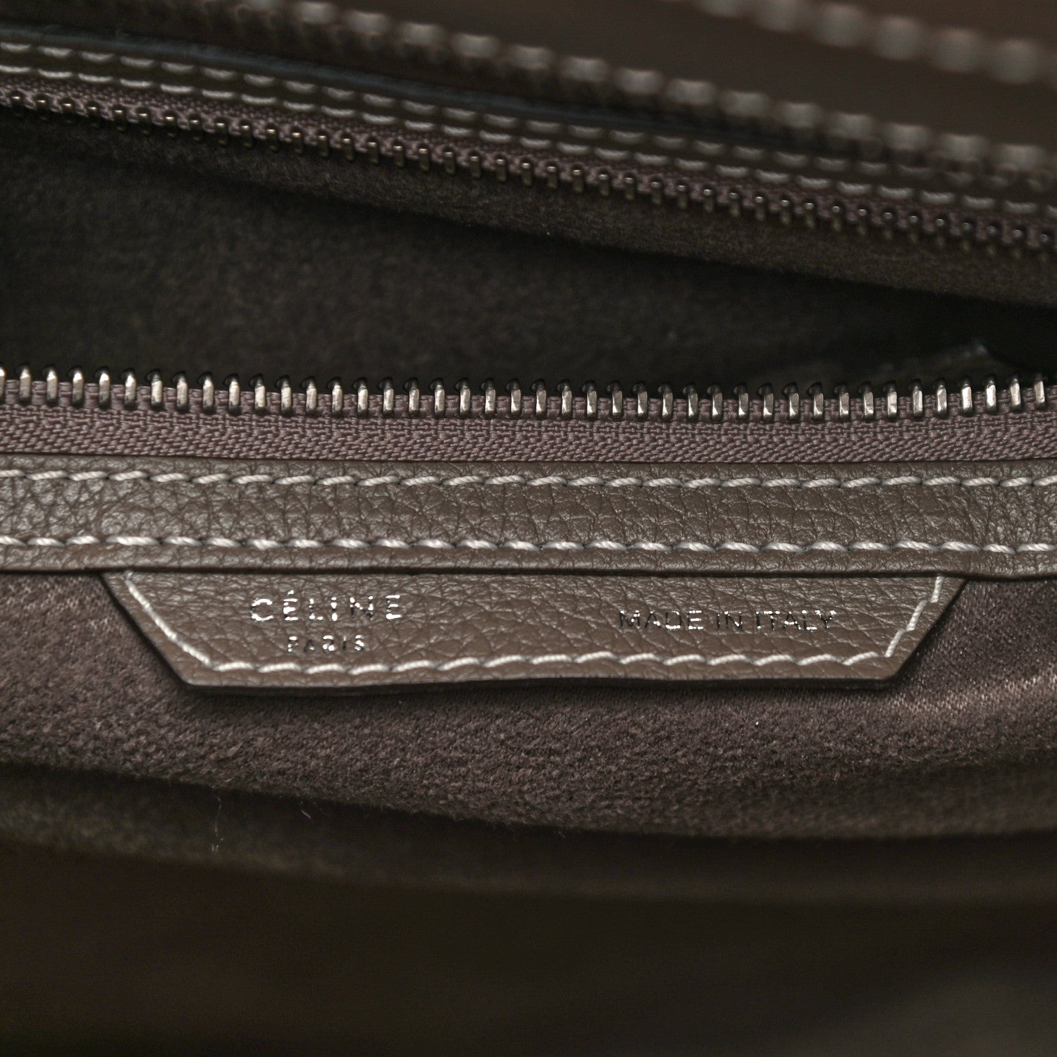 Celine Drummed Calfskin Mini Luggage Bag Souris 5 of 9