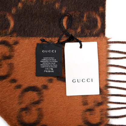 Gucci Wool Alpaca GG Monogram Big GG Rock Scarf Tangerine Brown 4 of 4