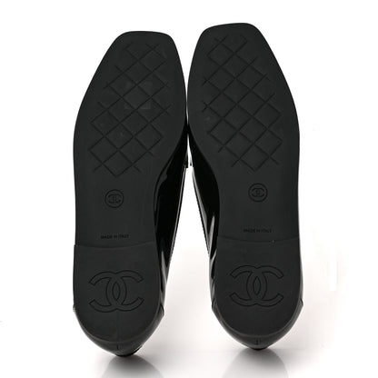 Chanel Patent CC Mocassin Loafers 38 Black 5 of 9