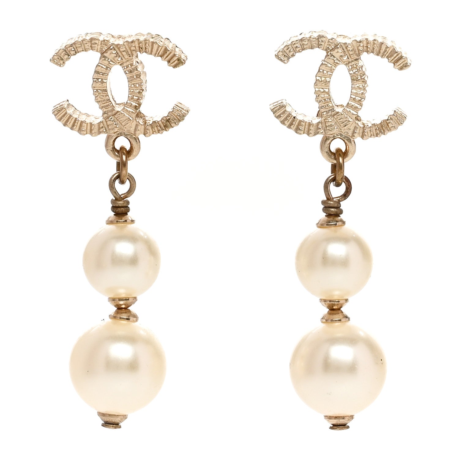 Chanel Pearl CC Drop Earrings Gold 1 of 5