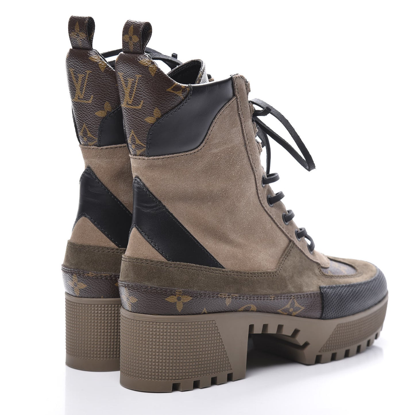Suede Calfskin Monogram Laureate Platform Desert Boots 39 Beige