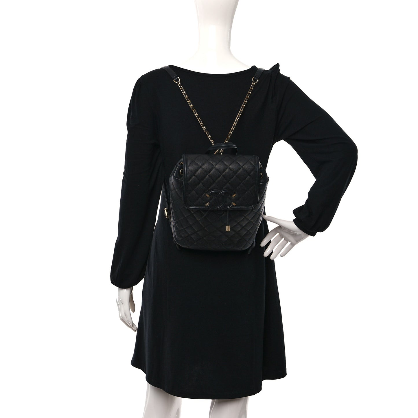 Caviar Quilted Filigree Backpack Black