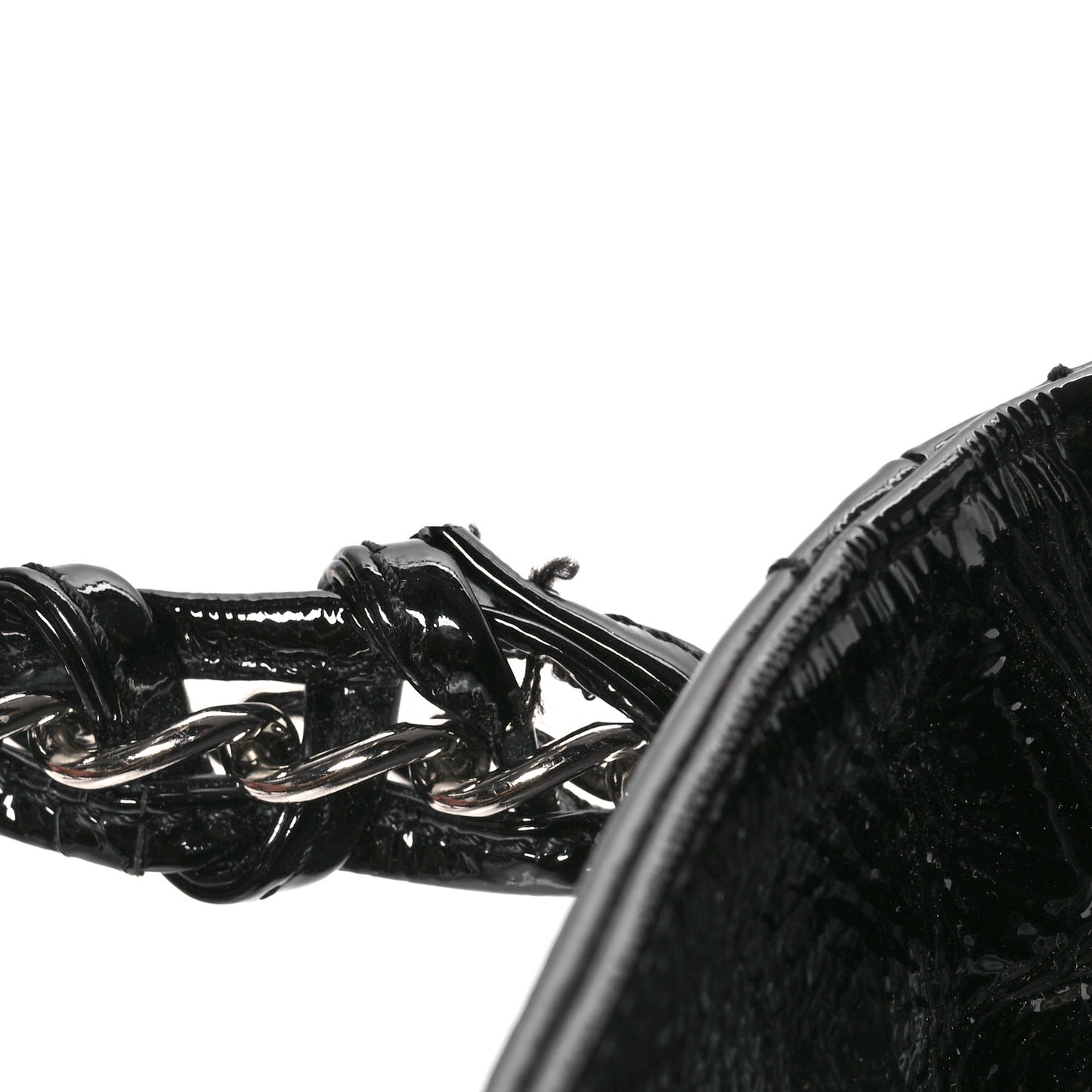 Patent Calfskin Large Luxe Ligne Tote Black