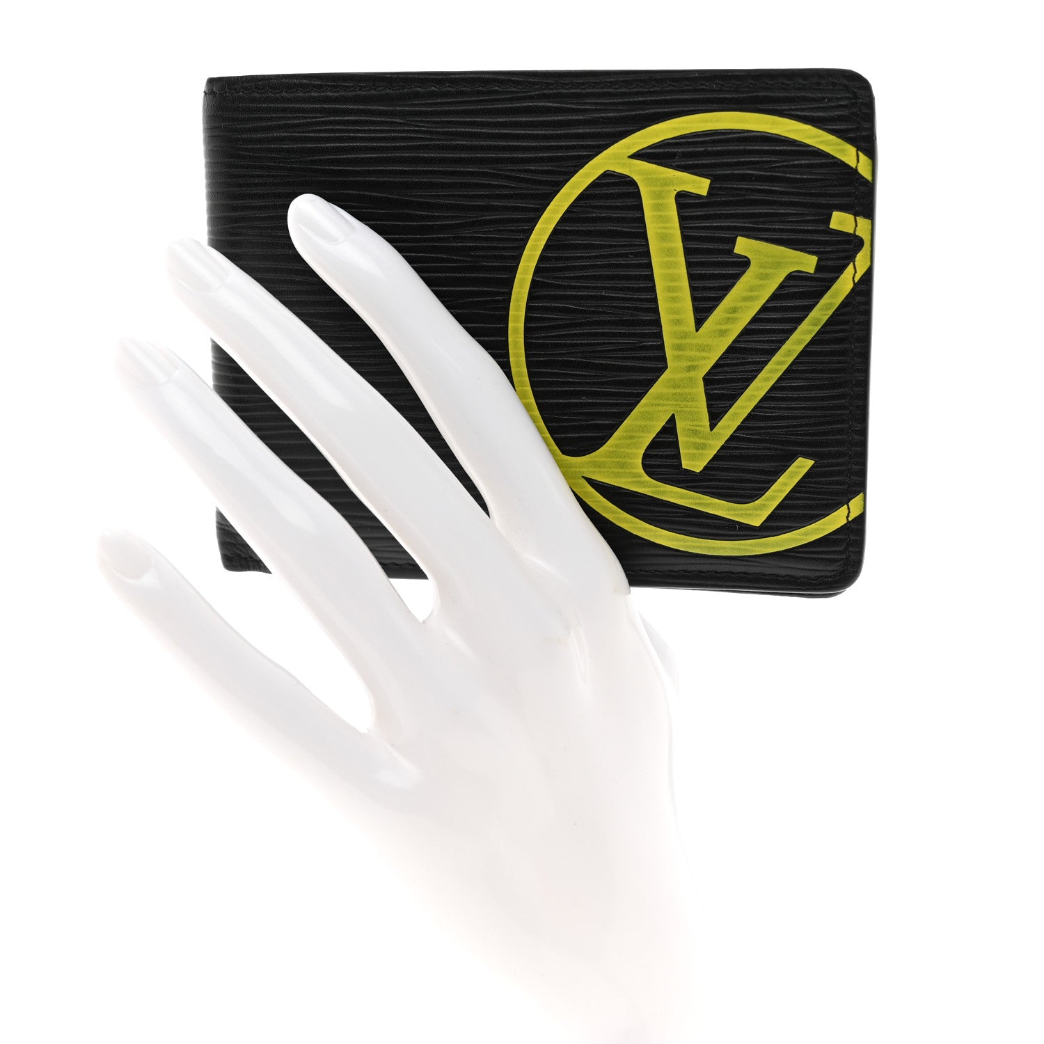 Louis Vuitton LOUIS VUITTON Epi LV Circle Bi-Fold Wallet Black Yellow 2 of 10