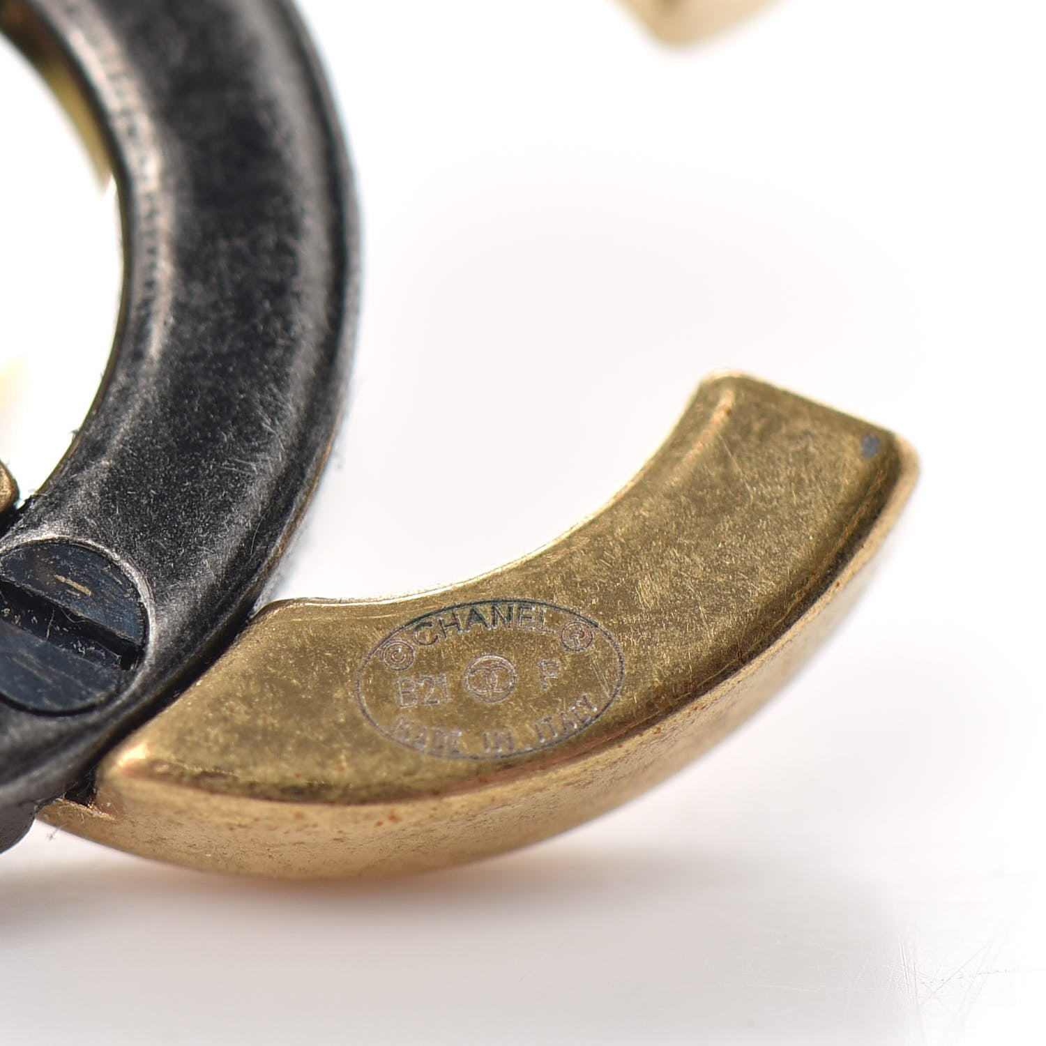 Chanel Metal CC Earrings Gold Ruthenium 4 of 4