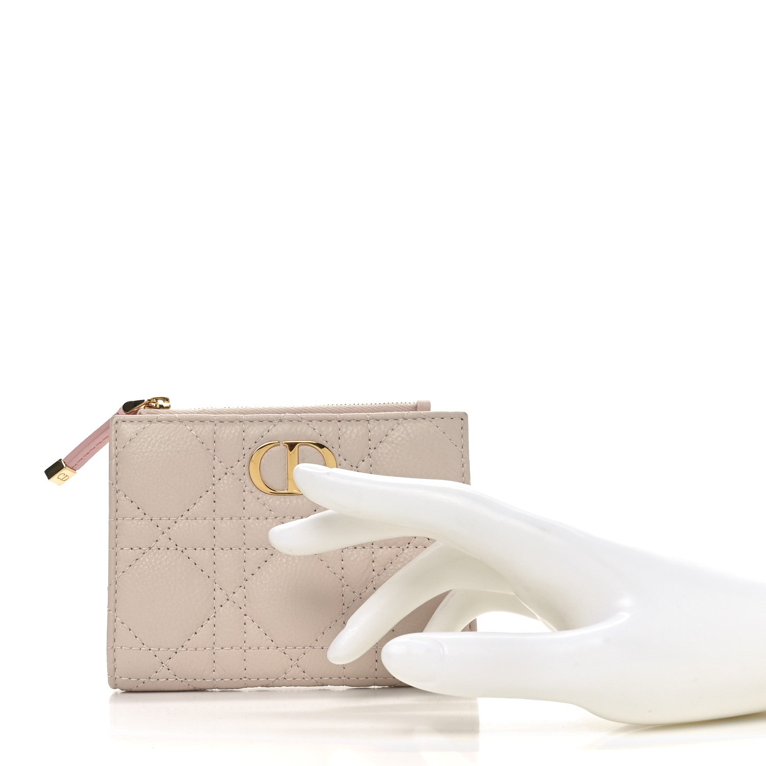Christian Dior Grained Calfskin Supple Cannage Caro Dahlia Wallet Powder Pink 2 of 6