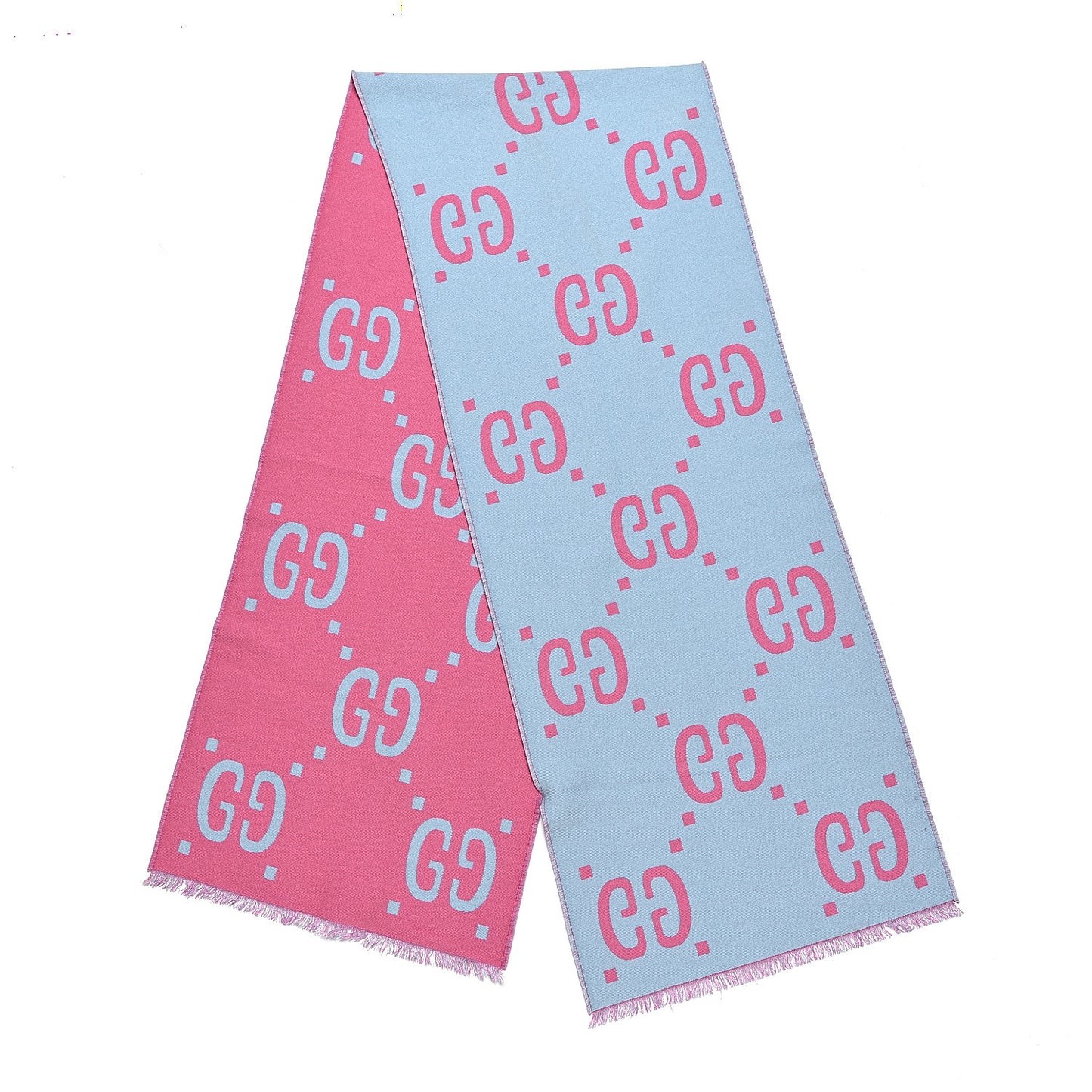 Wool Silk Monogram Jumbo GG Freedom Scarf Roseate Sky Blue