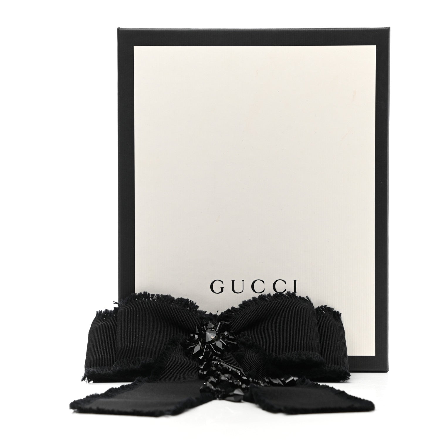Gucci Grosgrain Crystal Bow Brooch Black 5 of 5