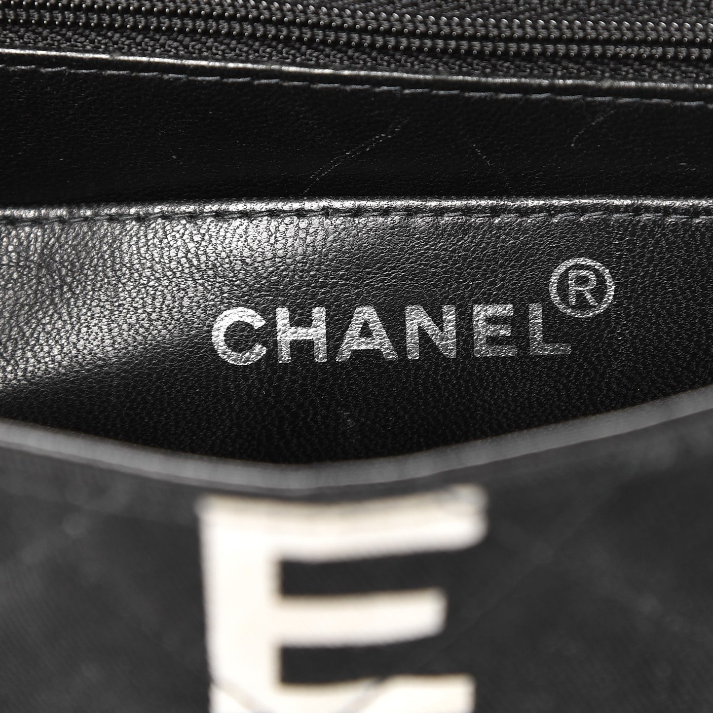 Canvas Quilted Letter Printed Flap Black