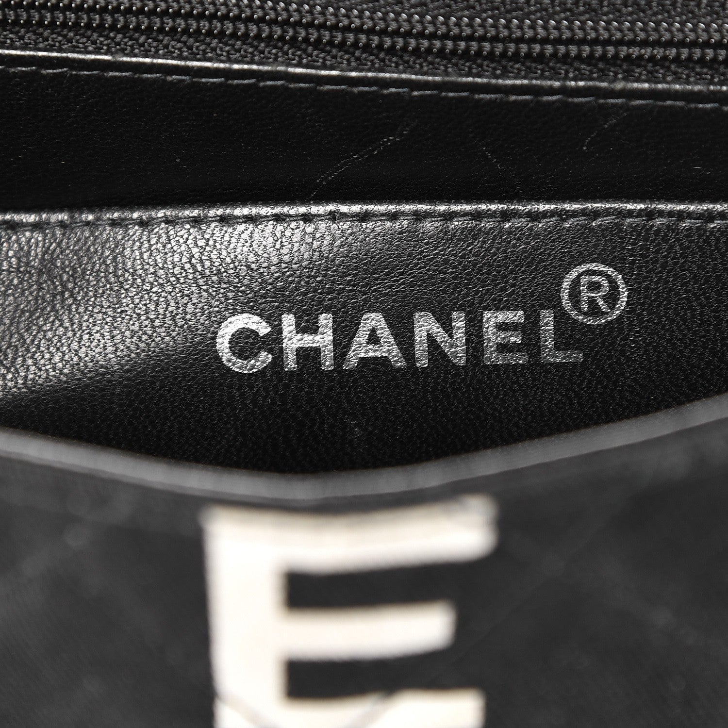 Chanel Canvas Quilted Letter Printed Flap Black 6 of 11
