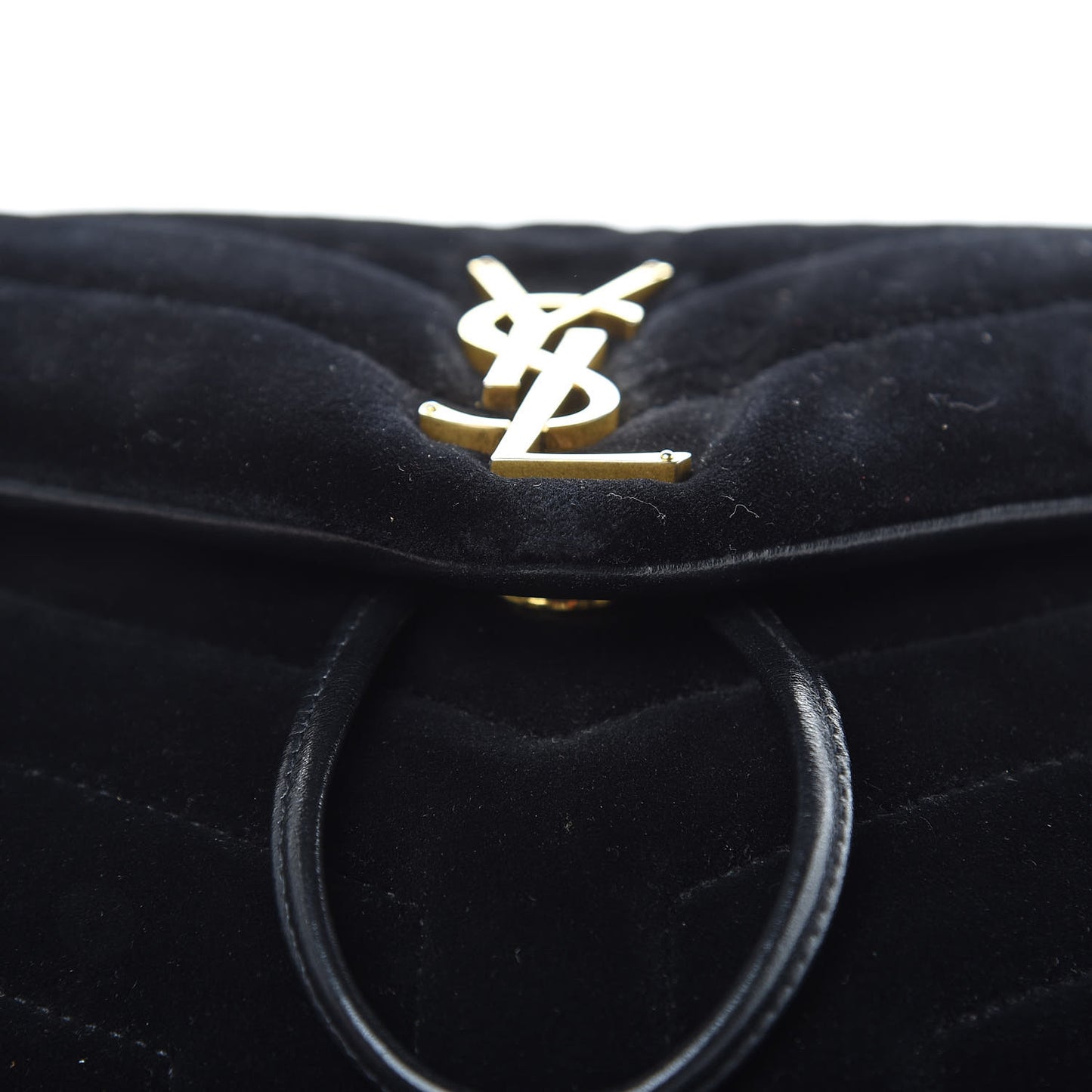 Velvet Y Quilted Monogram Small Loulou Backpack Black