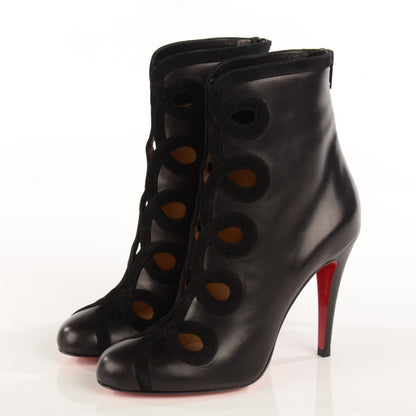 Christian Louboutin Shiny Calf Velour Et Trott 100 Ankle Boots 37.5 Black 3 of 7
