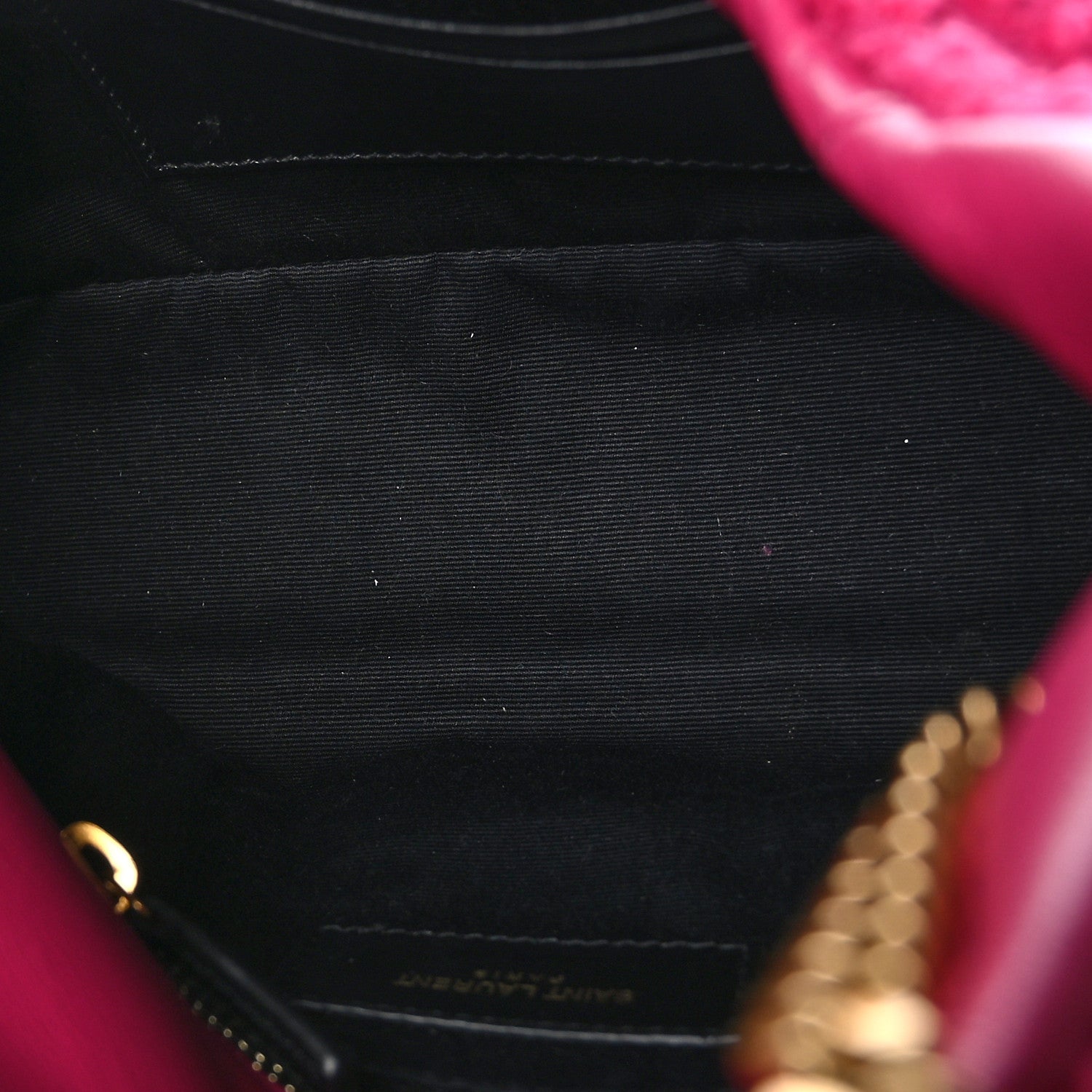 Saint Laurent Boucle Tweed Quilted Toy Loulou Puffer Monogram Chain Satchel Magenta 5 of 9