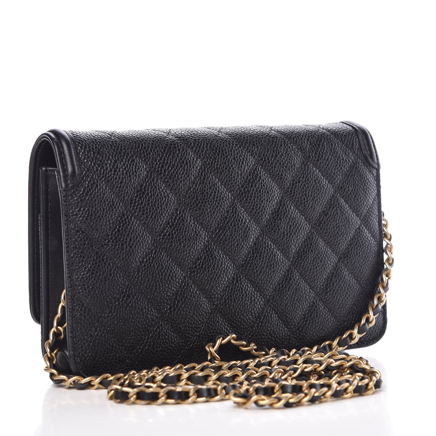 Chanel Caviar Quilted CC Filigree Wallet On Chain WOC Black 3 of 11