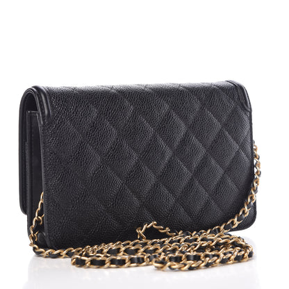 Chanel Caviar Quilted CC Filigree Wallet On Chain WOC Black 3 of 11