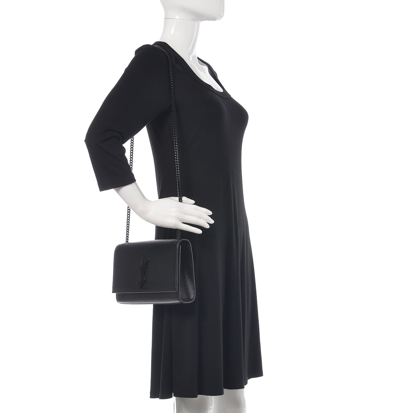 Grain De Poudre Medium Classic Monogram Kate Satchel Black