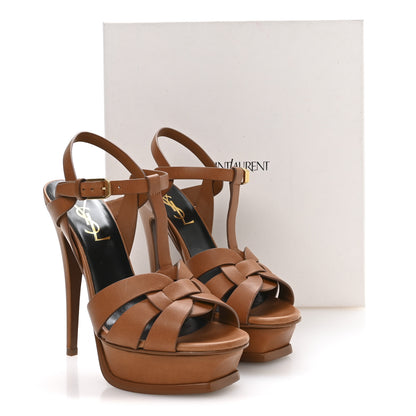 Saint Laurent Calfskin Tribute 105 Platform Sandals 36 Amber 9 of 9
