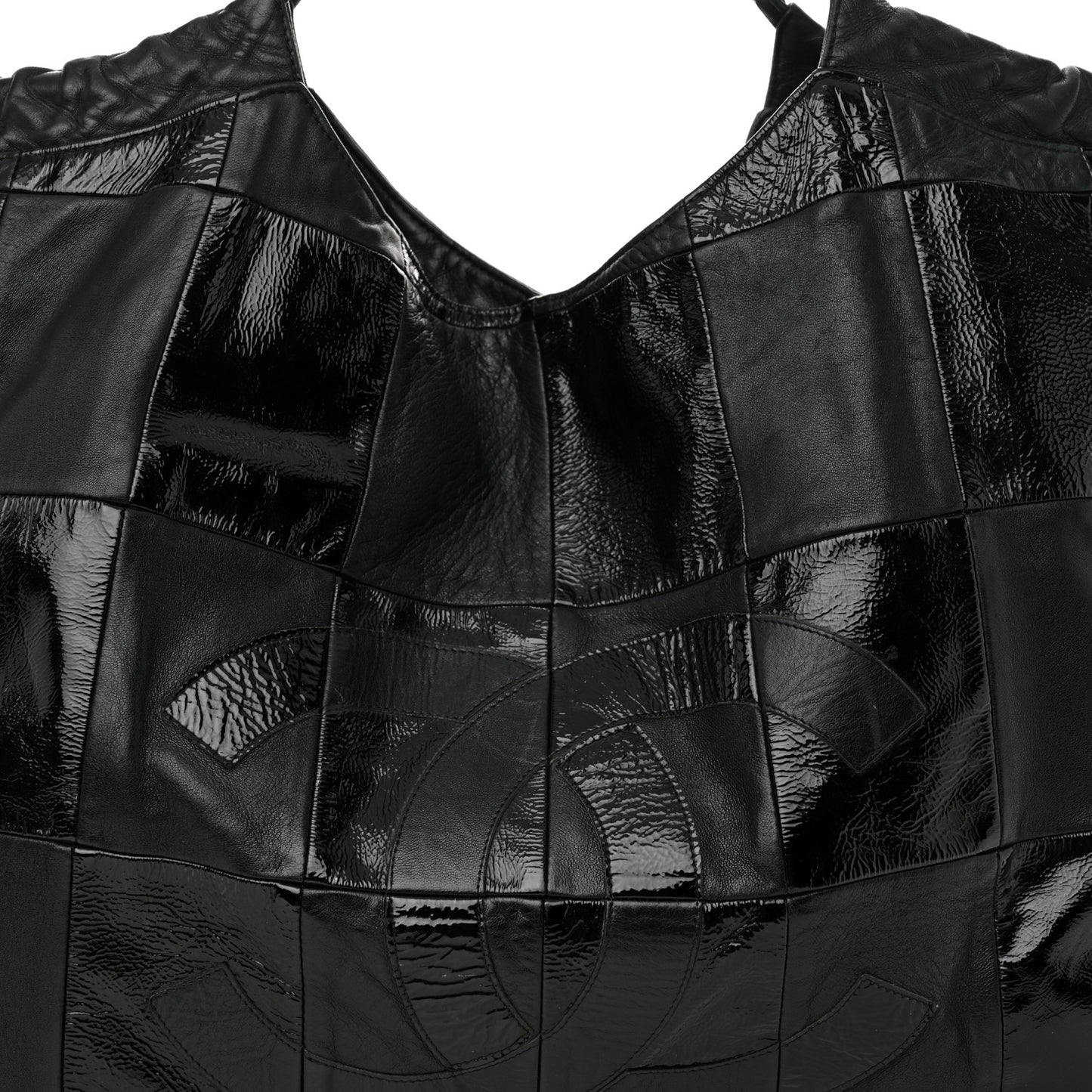 Patent Patchwork Brooklyn Tote Black
