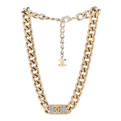 Chanel Crystal CC Chain Link Choker Necklace Gold 3 of 5
