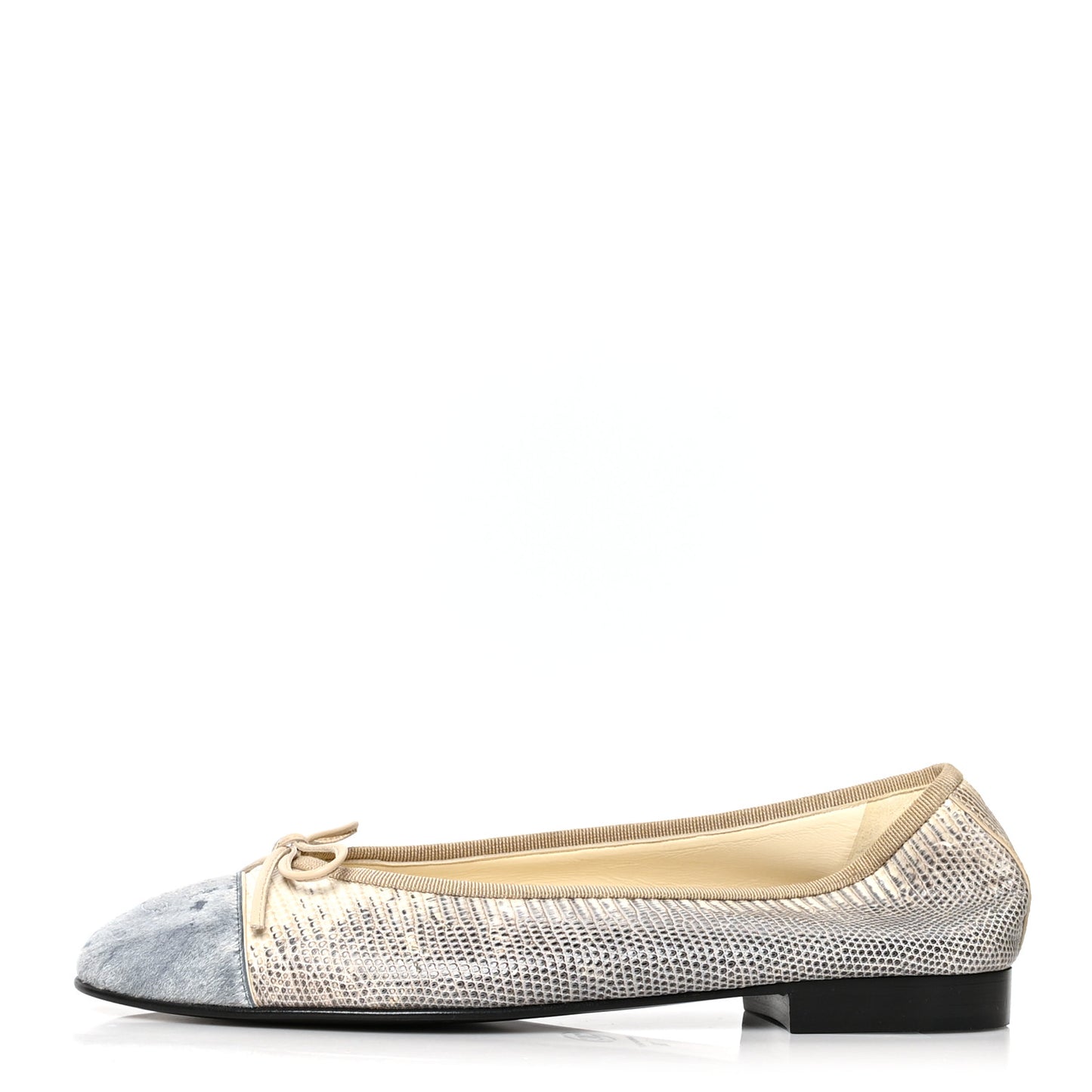 Snakeskin Pony Hair CC Cap Toe Ballerina Flats 39 Blue White