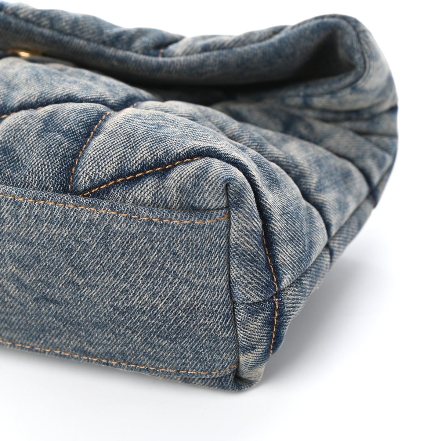 Denim Quilted Toy Loulou Puffer Monogram Chain Satchel Blue Black