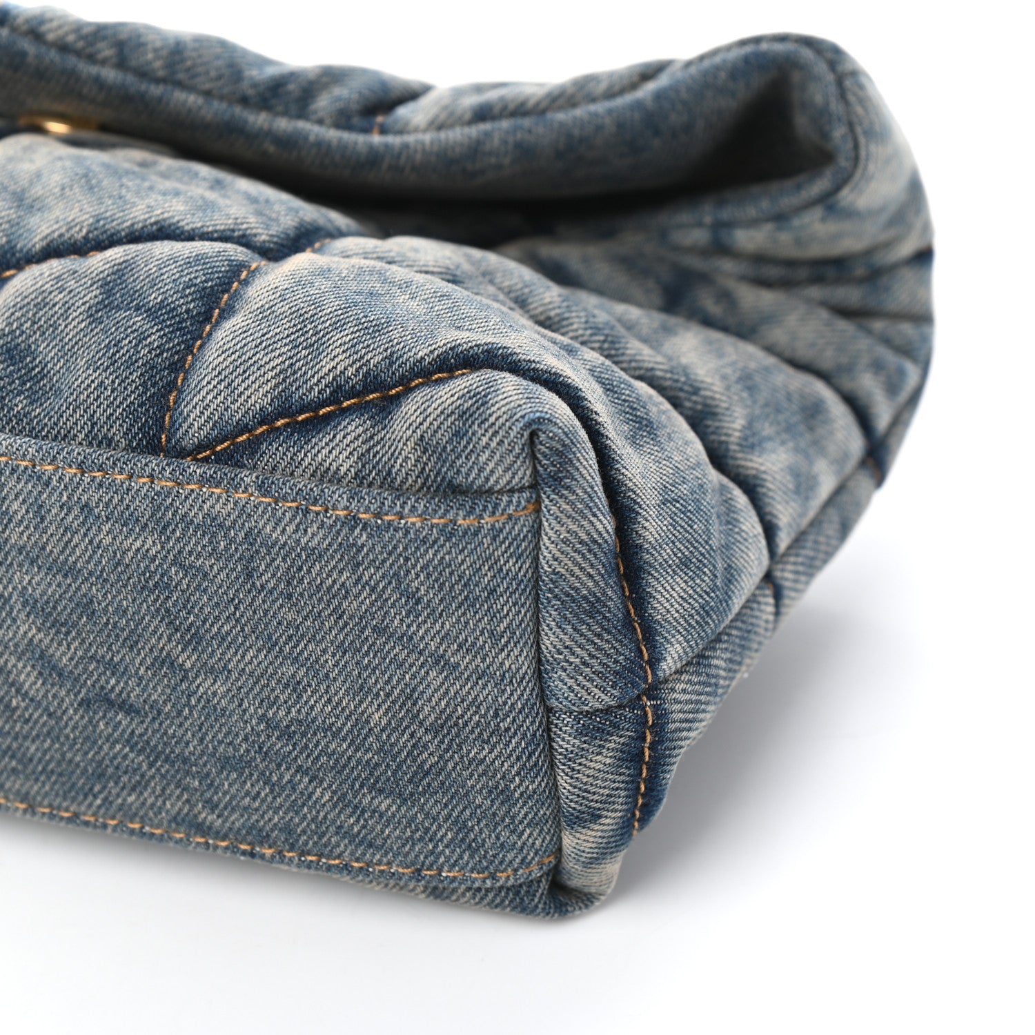 Saint Laurent Denim Quilted Toy Loulou Puffer Monogram Chain Satchel Blue Black 15 of 17