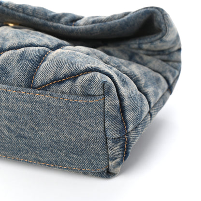 Saint Laurent Denim Quilted Toy Loulou Puffer Monogram Chain Satchel Blue Black 15 of 17