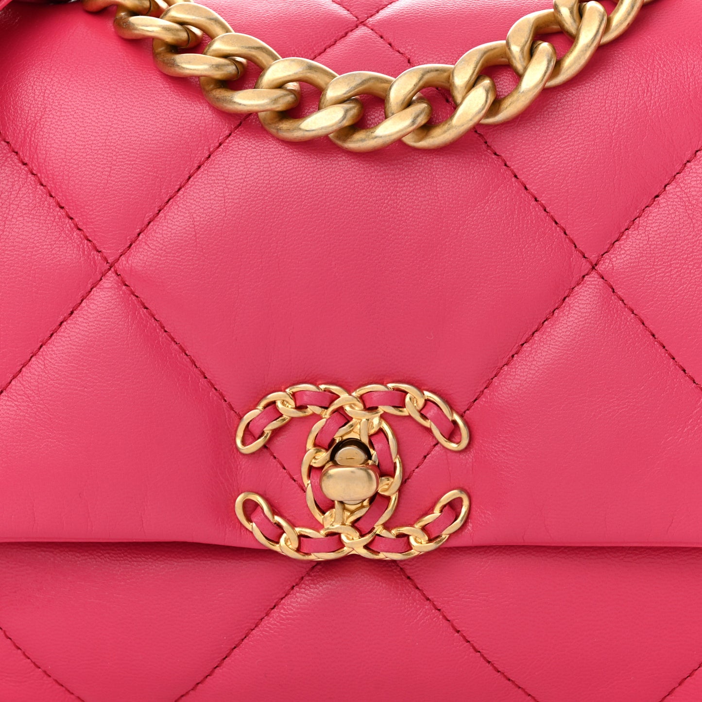 Goatskin Quilted Medium Chanel 19 Flap Dark Pink