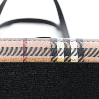 Burberry Grainy Calfskin Haymarket Check Small Reversible Tote Black 5 of 5