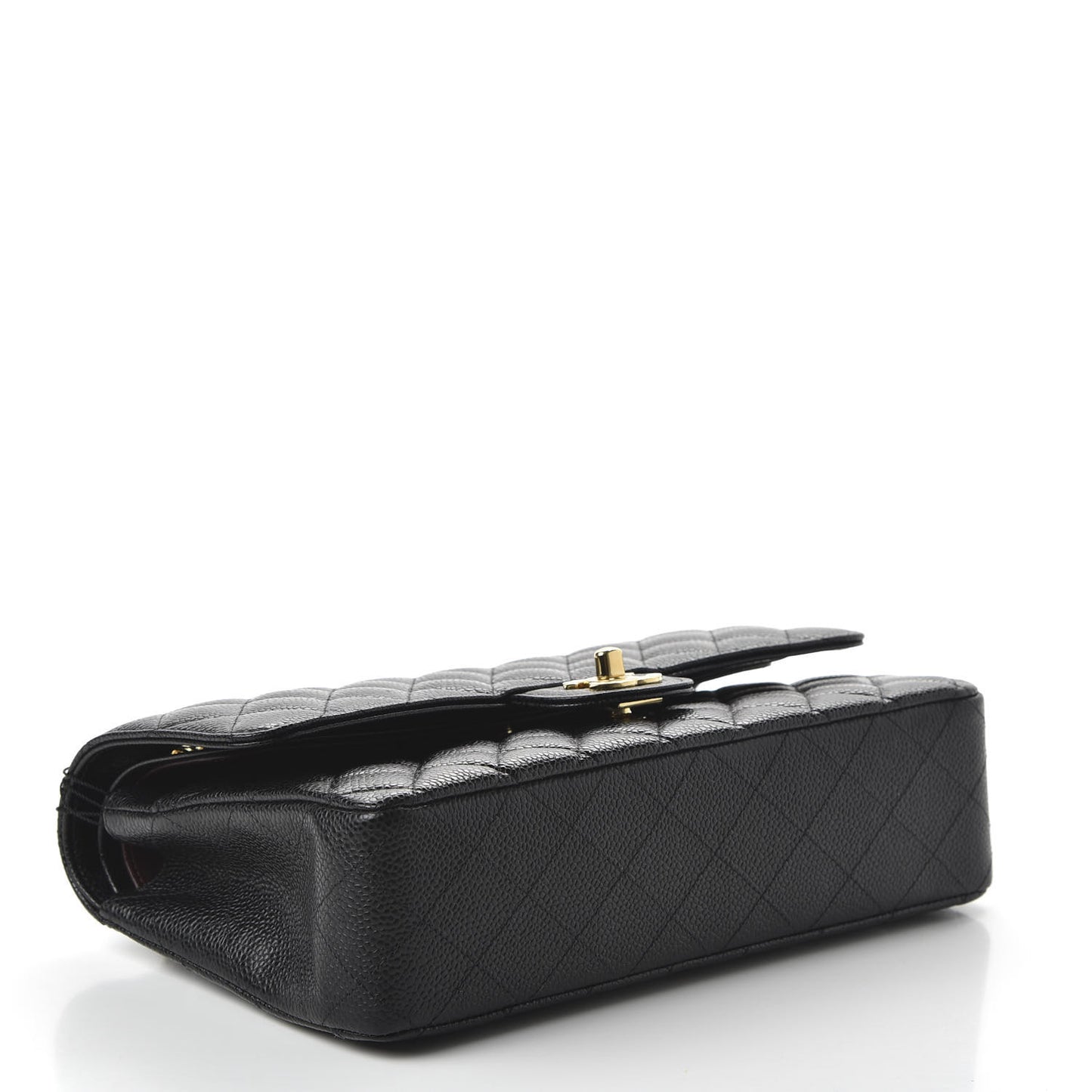 Caviar Quilted Medium Double Flap Black