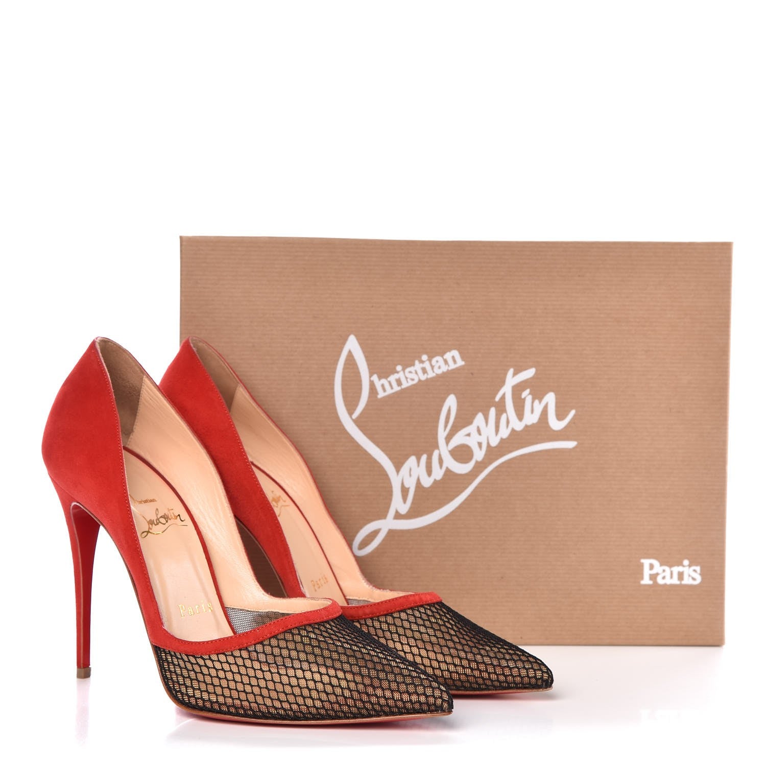 Christian Louboutin Fishnet Suede Miluna 100 Pumps 37 Black Rouge 12 of 12