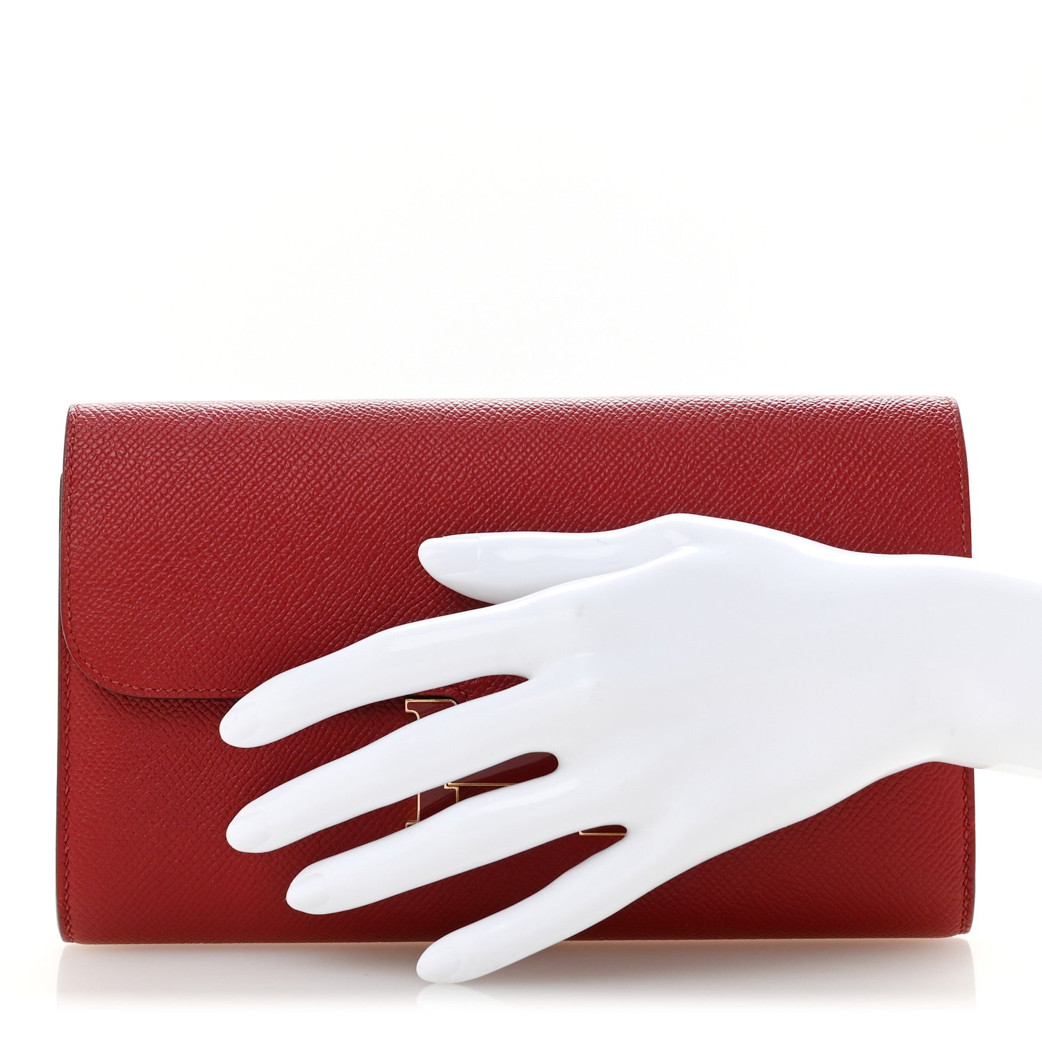 Hermes Epsom Enamel Constance Long Wallet Rouge Grenat 2 of 8